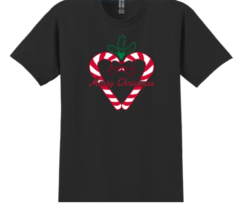 Heart Candy Canes Merry Christmas T-Shirt