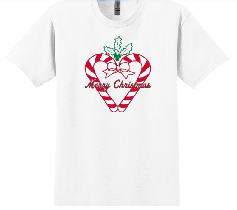 Heart Candy Canes Merry Christmas T-Shirt