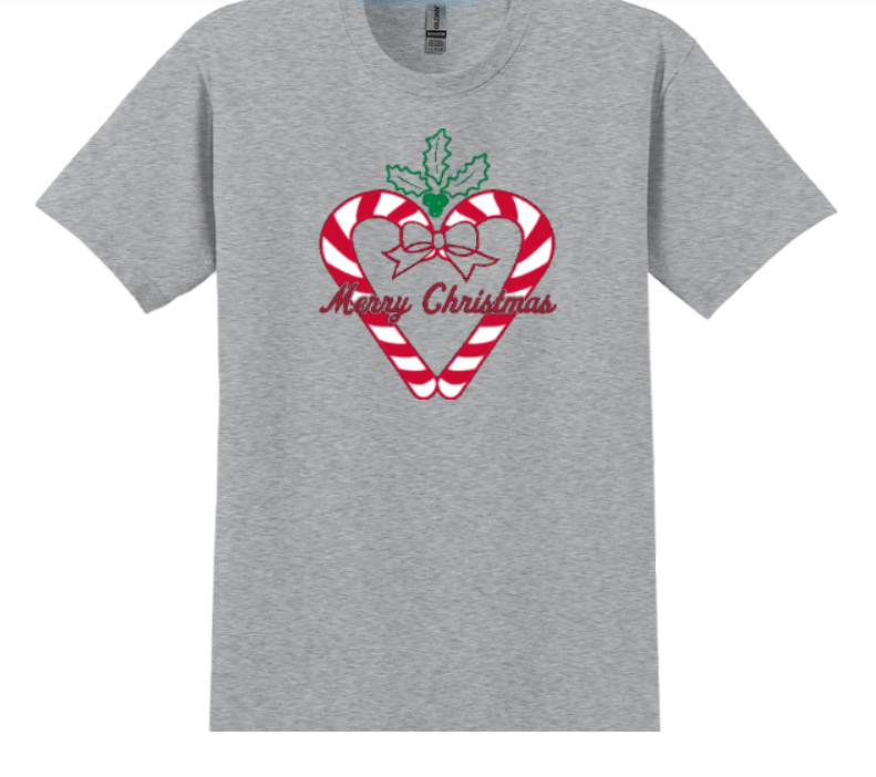 Heart Candy Canes Merry Christmas T-Shirt