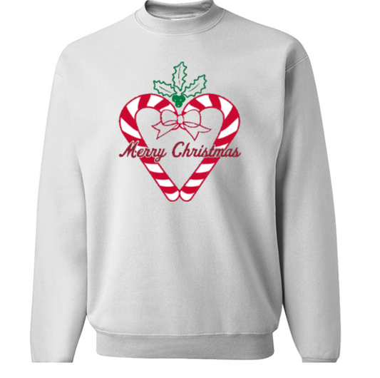 Heart Candy Canes Merry Christmas Sweatshirt