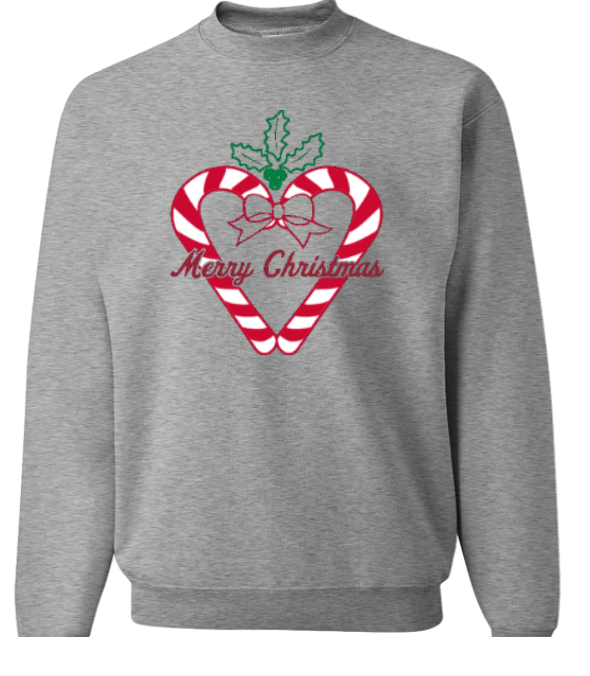 Heart Candy Canes Merry Christmas Sweatshirt