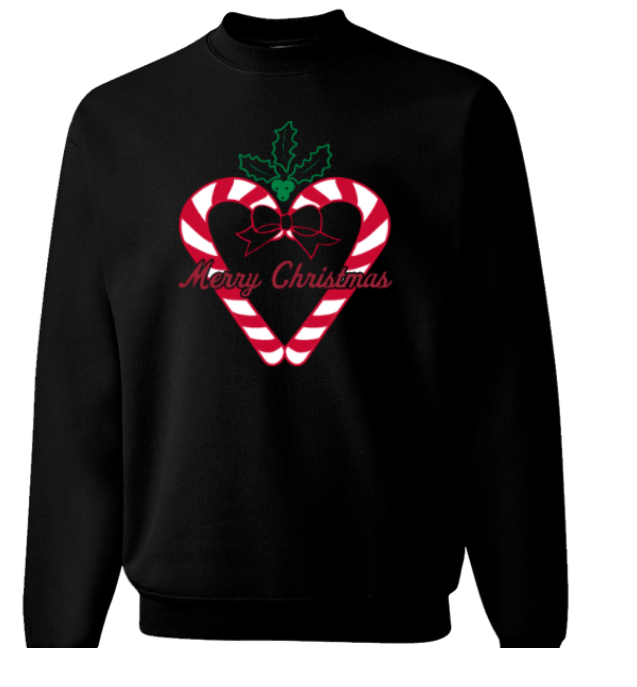 Heart Candy Canes Merry Christmas Sweatshirt