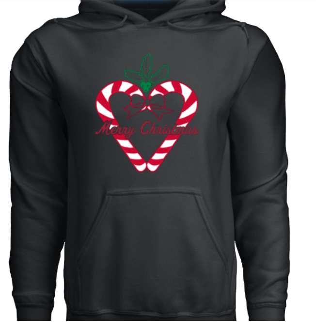 Heart Candy Canes Merry Christmas Hoodie