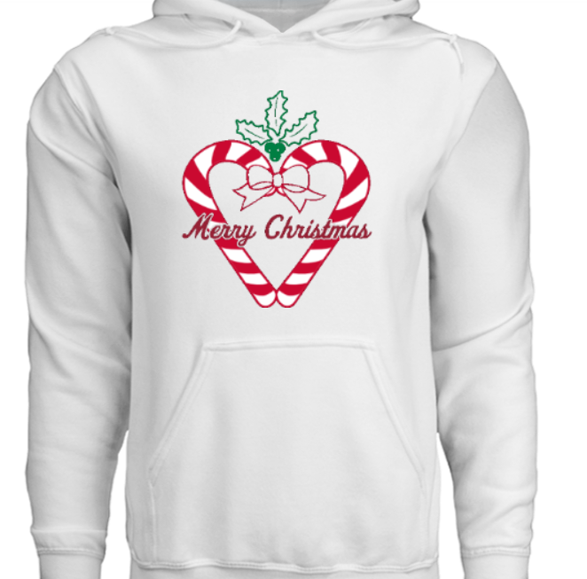 Heart Candy Canes Merry Christmas Hoodie